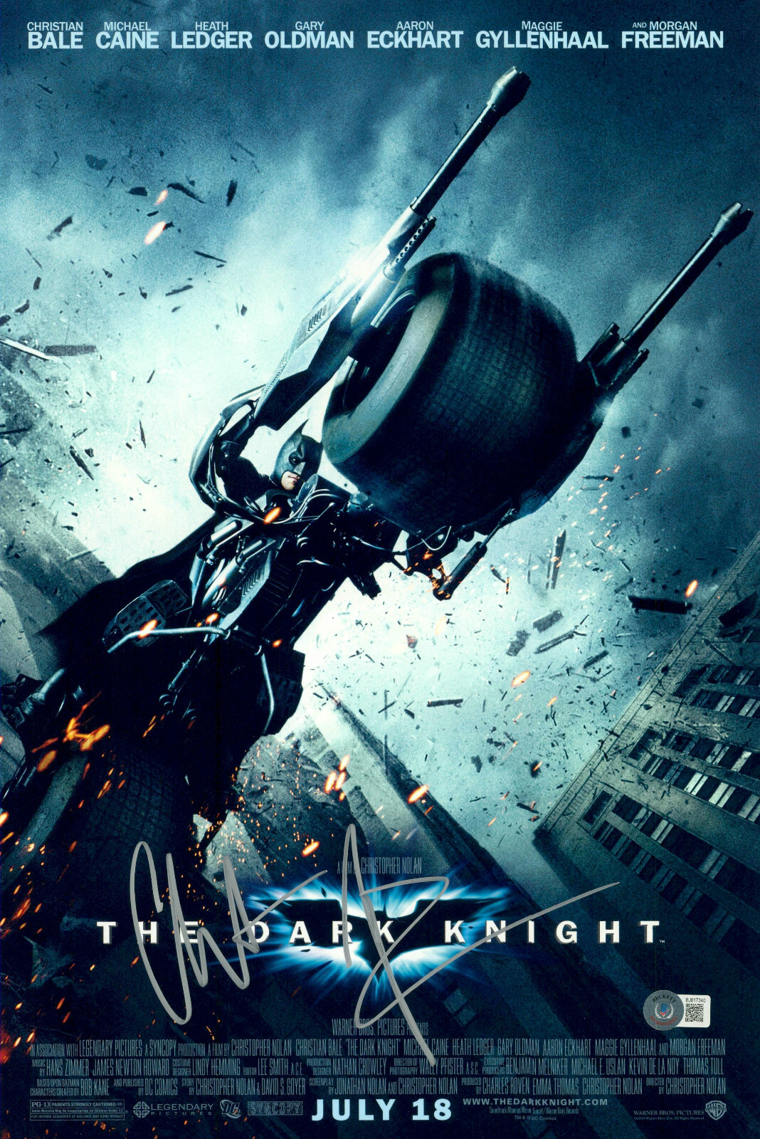 CHRISTIAN BALE Autographed Signed CHRSTIAN BALE THE DARK KNIGHT 12X18 PHOTO BAS BECKETT BATMAN 