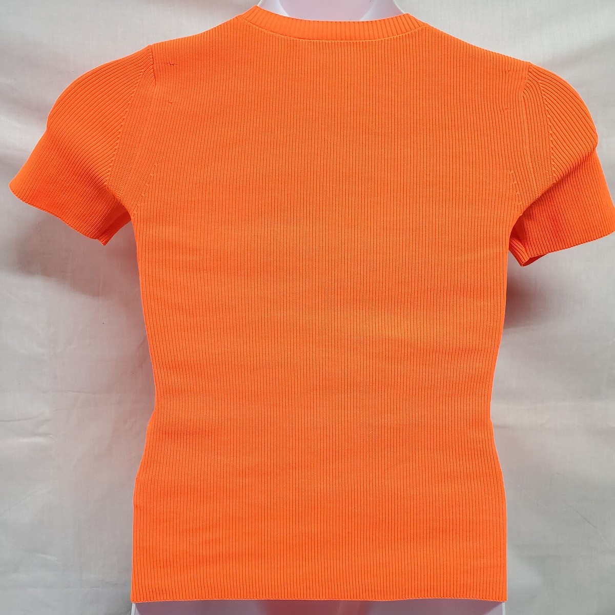 Helmut Lang Top Size S Bright Orange Short Sleeve Ribbed Shirt