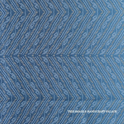 Blue Bandhej Print Dora Silk Fabric Crochet Sequence Dress Making Women Fabric - Picture 2 of 4