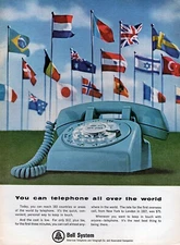 1965 Bell Rotary Telephone Aqua Blue "All Over the World" Original Print Ad