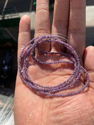 Filo di perline diamantate grezze viola 2-3 mm naturale non tagliato filo di perline diamantate sfuse - Foto 8 di 13