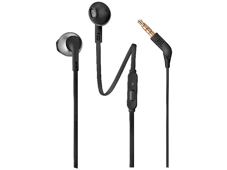 Auriculares- JBL T205BLK, De botón, Con cable, Pure Bass