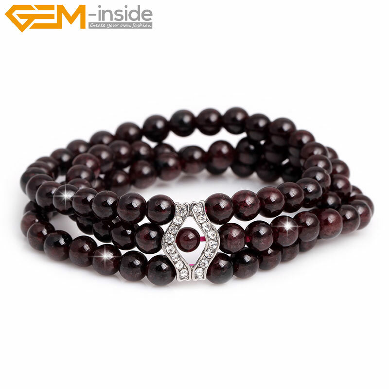 Natural Garnet Agate Beaded Healing Bracelet Elastic Bulk Jewelry  -image