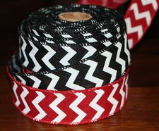 Chevron Ribbon Roll, 1.5  x 5 yds, Wired Edge, Canvas Zig Zag Stripes