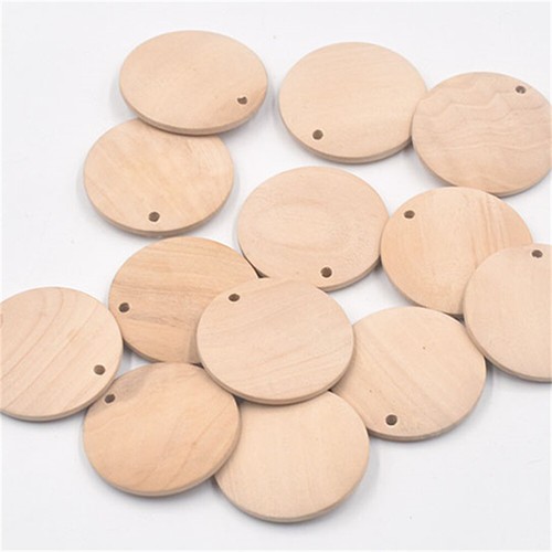 15-50 mm Madera Etiqueta en Blanco Redonda Dije Madera Colgante Pendiente Joyería Artesanía - Imagen 4 de 6