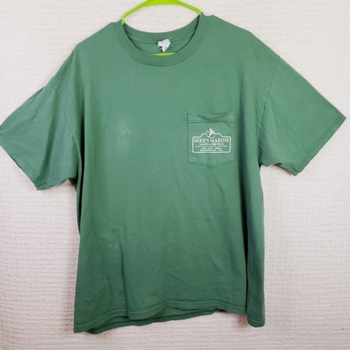 Mike's Marine Men XL Green Fishing T-Shirt Tee Flounder Boating Lowcountry Pluff - Bild 2 von 14