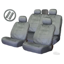 Semi Custom Luxury Fabric Seat Covers Full Set w/ Steering Cover For KIA