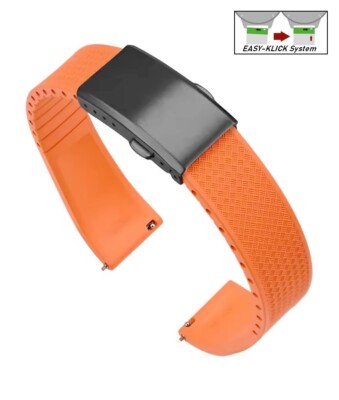XS-Extrakurz Premium FKM-Kautschuk Uhrenarmband Modell Texturo-P orange 22 mm