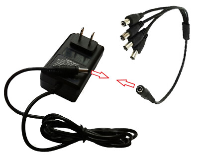 12V2A AC Adapter 4 Splitter Power For Nightowl Zmodo Q-see Swann