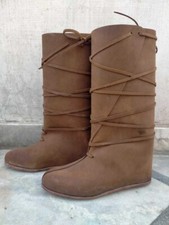 Genuine Leather Boots Medieval Viking Long Boots for LARP Lovers Halloween Party