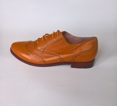 Thom Brown Women's Wall Street Wing Tip Oxford Yellow Leather