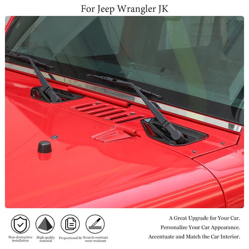 Gloss Black Front Window Windshield Wiper Base Trim For Jeep Wrangler JK 2007-17 - Picture 4 of 9