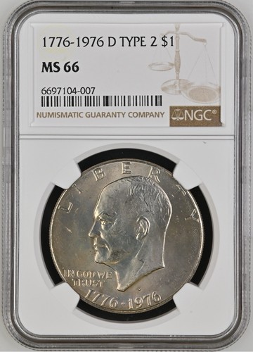 1976-D $1 Type 2 Eisenhower Dollar NGC MS66 6697104-007