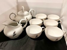 FUKAGAWA ARITA SILVER SET HANDPAINTED-Set Of 6 Cups, Sugar Bowl  Creamer