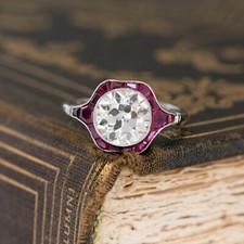 4.00CT White Round Cut CZ Art Deco Engagement Ring In 925 Sterling Silver