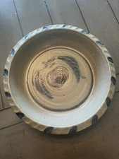 Rowe Pottery Works Salt Glaze Blue Apple Pie Plate 1986 Made In USA