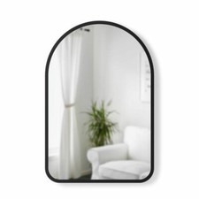 Umbra miroir mural Hub, miroir suspendu bombé, caoutchouc, MDF, noir, 61 x 91 cm