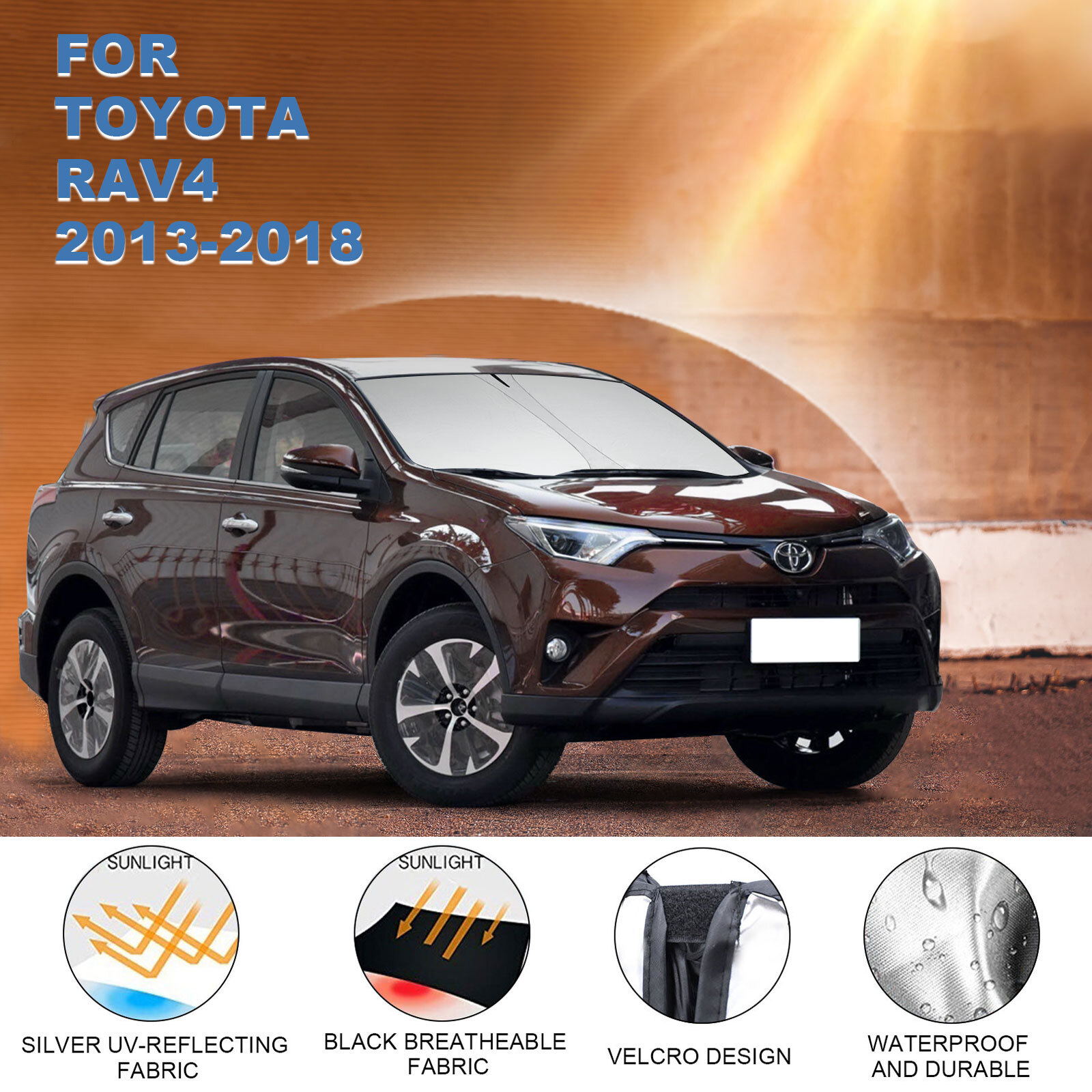 Custom Fit For Toyota RAV4 2013-2018 Front Car Windshield Sun Shade Window Cover