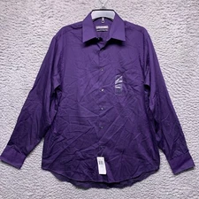 Geoffery Beene Shirt Mens  16 34 35 Purple  Button Up Long Sleeve