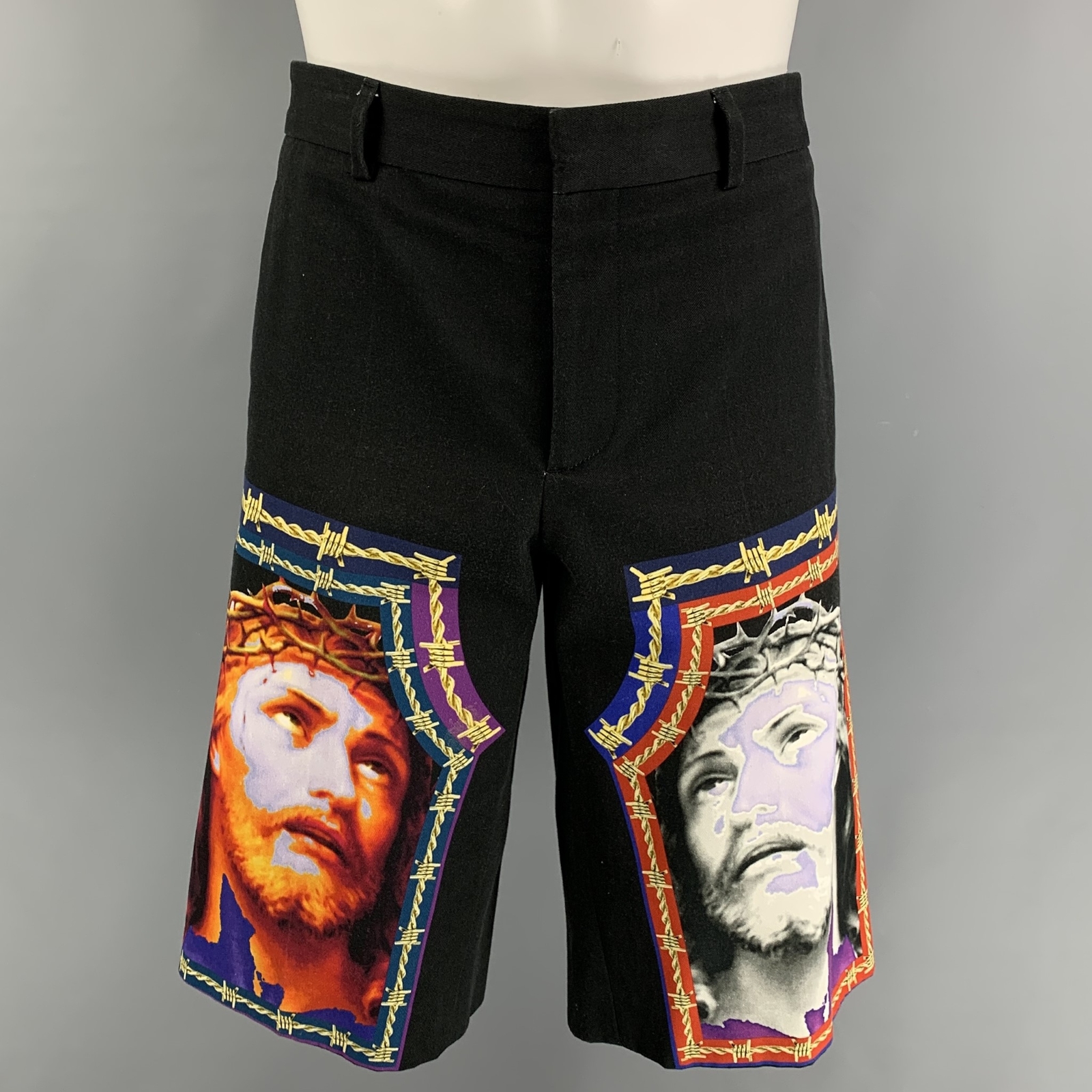 GIVENCHY Size SM Black Jesus Patchwork Cotton Ove… - image 6