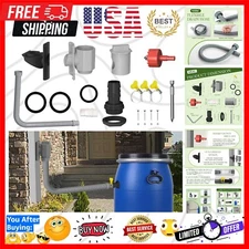 Complete Rain Barrel Diverter System with Adjustable Flow Control & Hose Kit