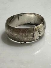 Womens Vintage Sterling Silver Forstner Bangle Bracelet.40.37 Grams