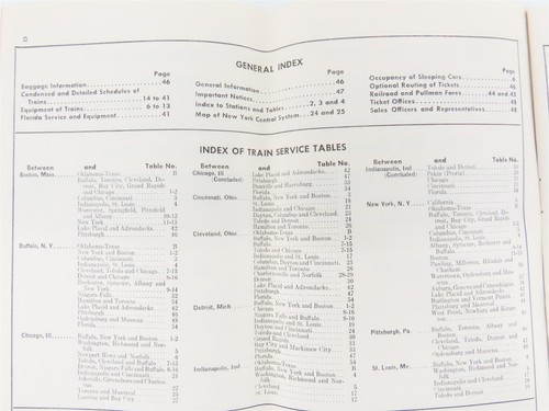 NYC New York Central Aerotrain Time Tables - April 29, 1956 - Picture 4 of 10