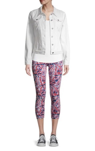 Celebrate Patriotic Women’s Red-White-Blue Tie Dye Capris Leggings Medium (8-10) - Picture 5 of 9