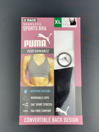 PUMA Women&#039;s Seamless Sports Bra Removable Cups 2-Pack Size XL