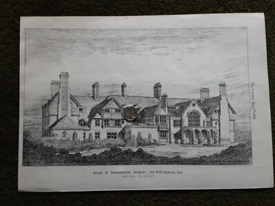 Antike Druckerei Snowdenham Bramley Surrey Architektur 1884 Original 