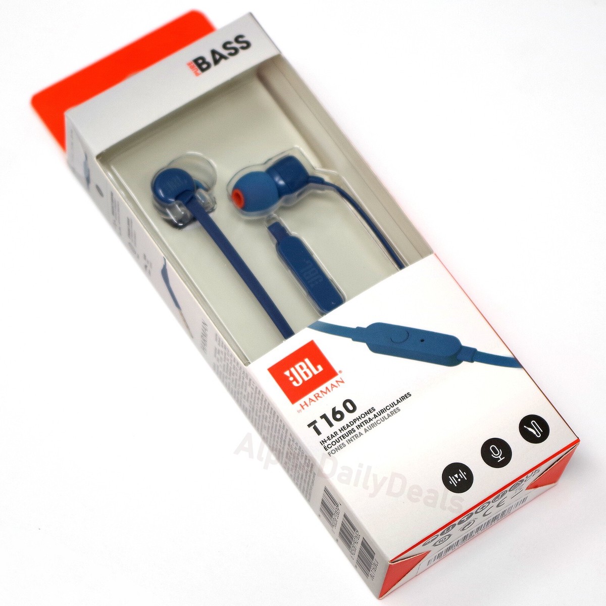 JBL Tune 160 Harman Kardon Stereo Wired In-Ear Headphones Remote Mic Bass  Blue