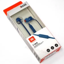 JBL Tune 160 Harman Kardon Stereo Wired In-Ear Headphones Remote Mic Bass Blue