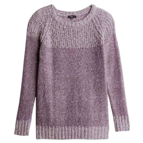 ANTHROPOLOGIE FATE Clairina Georgi Purple Textured Colorblock Sweater MEDIUM EUC