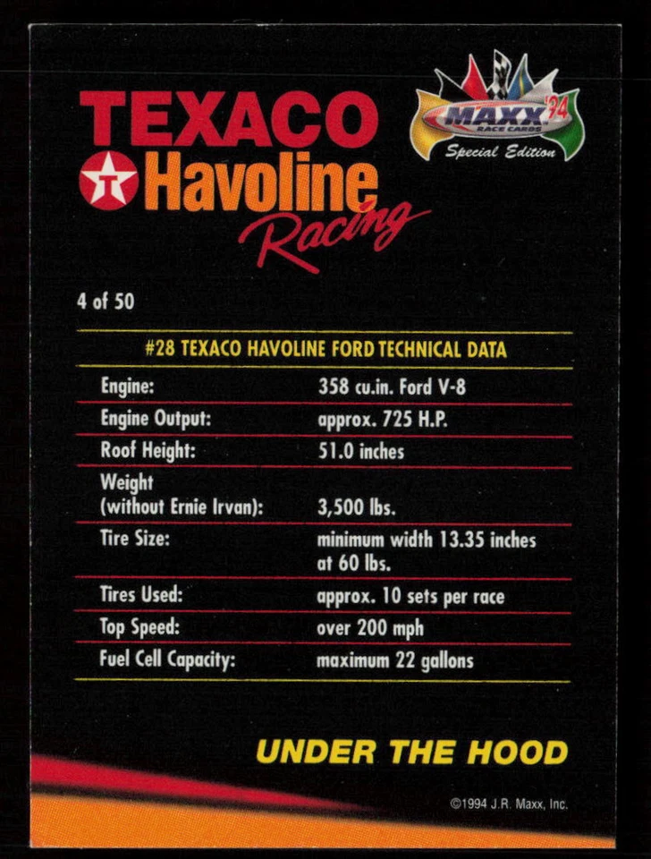 Under the Hood 1994 Maxx Texaco Havoline Racing #4 Robert Yates Racing - Image 2 of 2