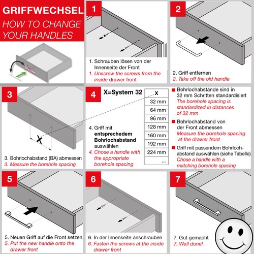 Bügelgriff Bogengriff HE07 BA 64 mm Edelstahloptik Finish Schubladengriff SOTECH - Bild 3 von 5