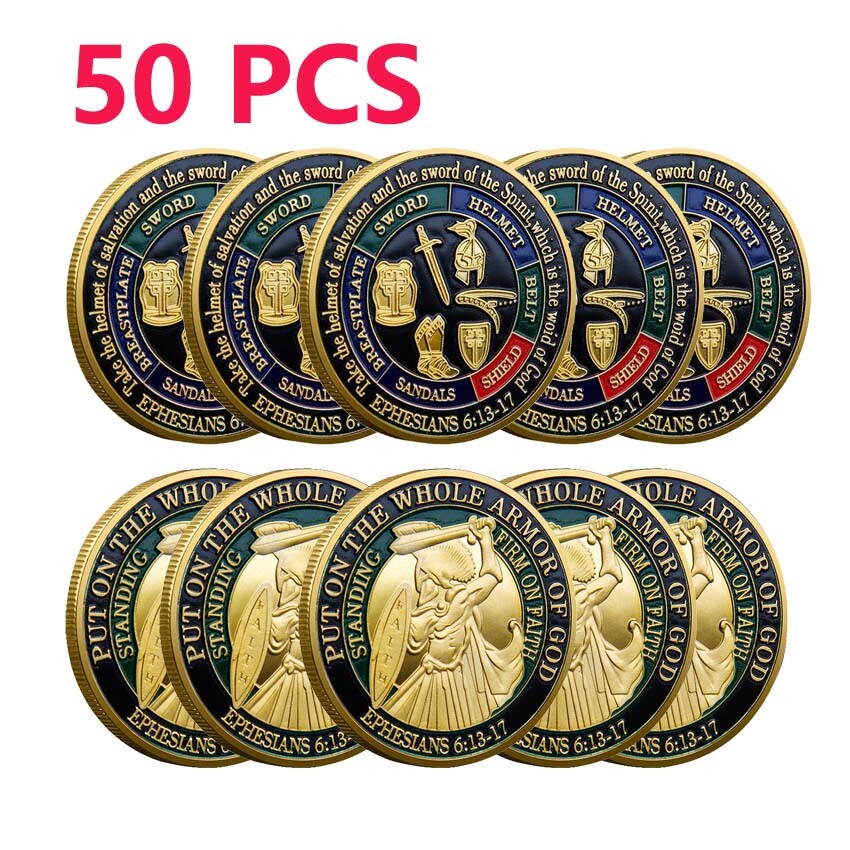 50PCS Put On The Whole Armor of God Challenge Coin Collectible Commemorative
