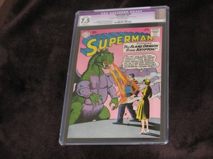 NEW LISTING: 1961 SILVER AGE SUPERMAN #142 CGC GRADED APPARENT 7.5 V. F. RARE.