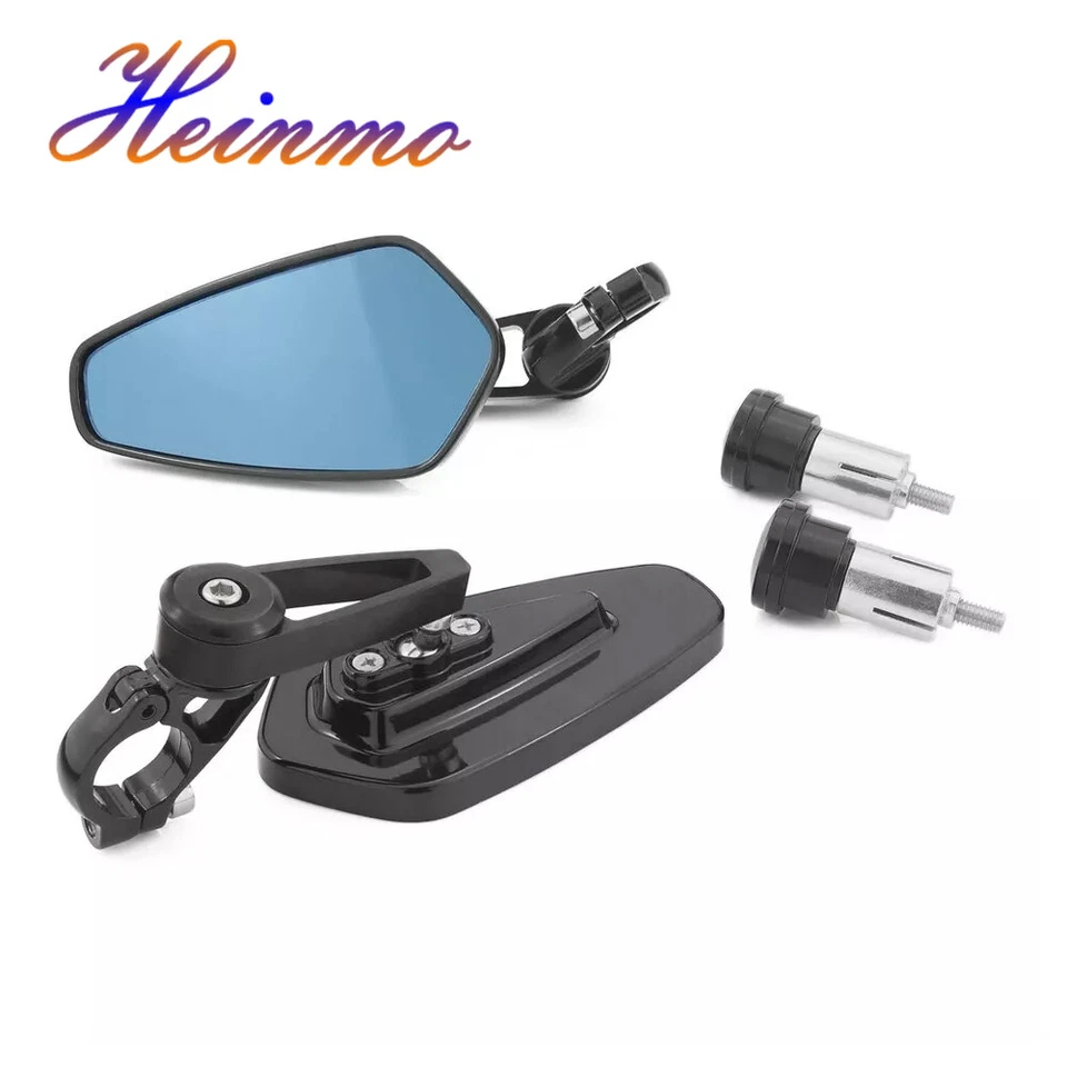 Motorcycle Universal 7/8" Handle Bar End Rearview Side Mirrors For Honda Suzuki - Imagem 3 de 4