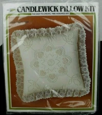 Lace Edge Quilt Flower Candlewick Pillow Kit #CW05 M.H. Yarns MADE in USA