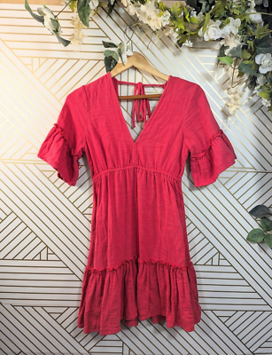 BILLABONG Women's Lovers Wish Short Sleeve Red Mini Dress 100% Cotton Size  Mediu | eBay