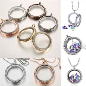 locket floating charm memory pendant crystal necklace round glass living modern