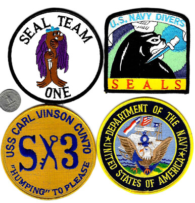 4 Patch Lot of PATCHES US Navy SEALS DIVERS SEAL TEAM ONE USS CARL VINSON SHIP