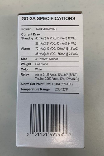 MACURCO GD-2A combustible Gas Detector 12-24vdc or vac white 32to 120F - Picture 4 of 6