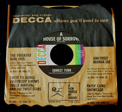 ERNEST TUBB-HOUSE OF SORROW / NO LETTER TODAY-1962-31428-UNPLAYED NEW OLD STOCK
