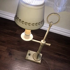 Vintage 1950s Tole Painted Black & Brass Lamp