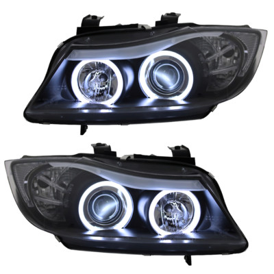 Scheinwerfer Set CCFL Ringe Angel Eyes für BMW E91 Bj. 05-08 Schwarz