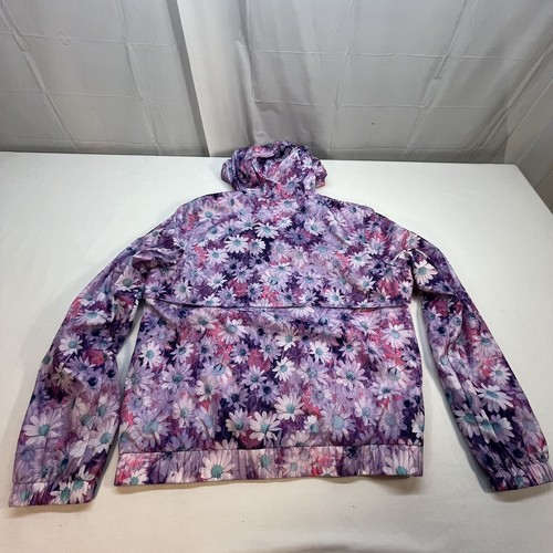 Jacket Girls XL Purple Floral Mossimo Hoodie Lightweight Windbreaker Coat Tall - Picture 15 of 17