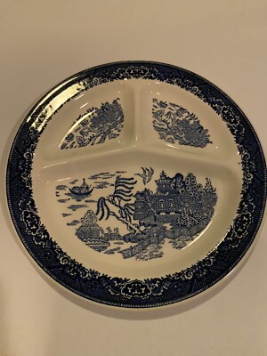 Vintage Blue Willow WillowWare Divided Dinner Plate By Royal China 11-1/2” 