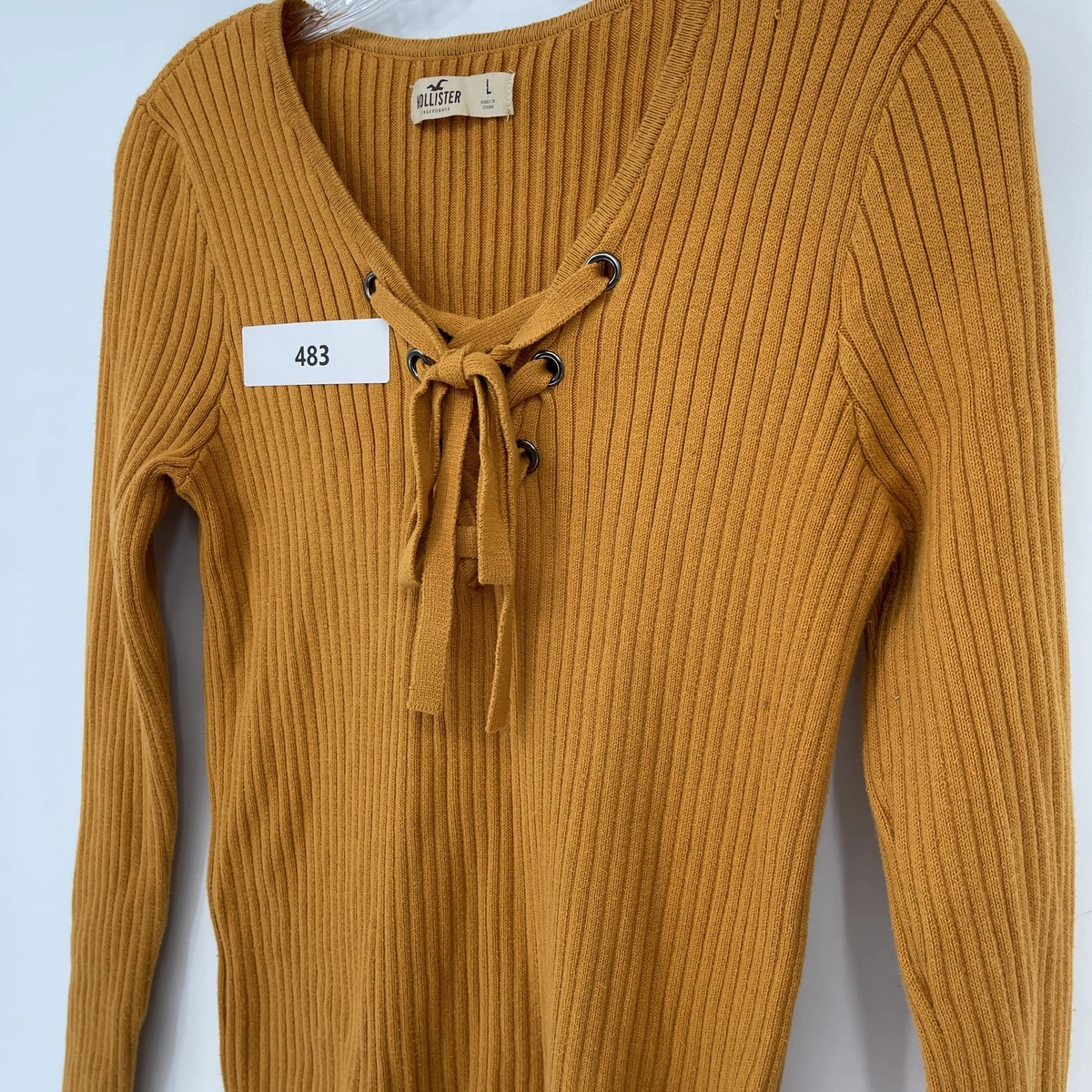 Hollister Sweater Women s Large Mustard Yellow Sweater with Tie
