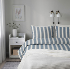 IKEA BERGPALM - Copripiumino e federa, 150 x 200/50 x 60 cm, grigio/a righe